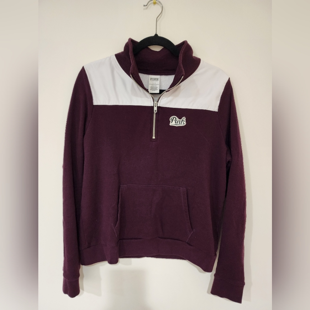 PINK Victoria's Secret Purple and White Half-zip Jacket